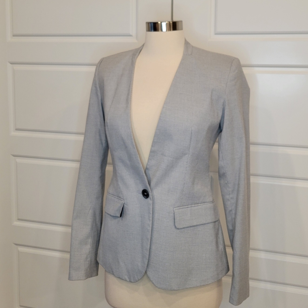 ZARA BASIC COLLECTION GRAY HOUNDSTOOTH BLAZER SIZ… - image 9